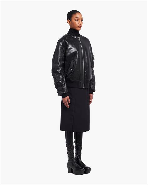 prada leather bomber jacket womens|More.